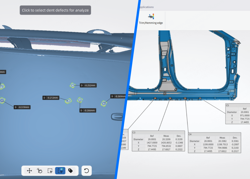 Shining3D Inspect – inspection modules for dents and sheet metal